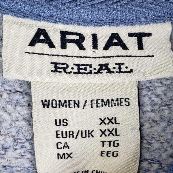 Ariat Sweatshirt Women’s XXL Pullover Hoodie Spellout Blue Western Horses - Picture 9 of 11